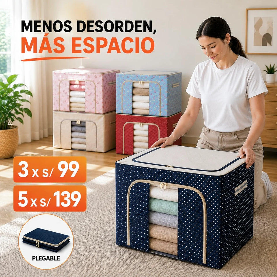 Caja Organizadora Oxford - Premium con Varillas | Pack 3 UNDS
